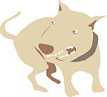 how to stop a puppy from biting - cartoon of dog snarling